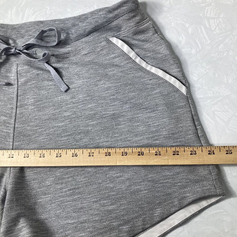 Drawstring Athletic Shorts Gray Women L 35x5 Pockets Relaxed Running - Picture 9 of 12